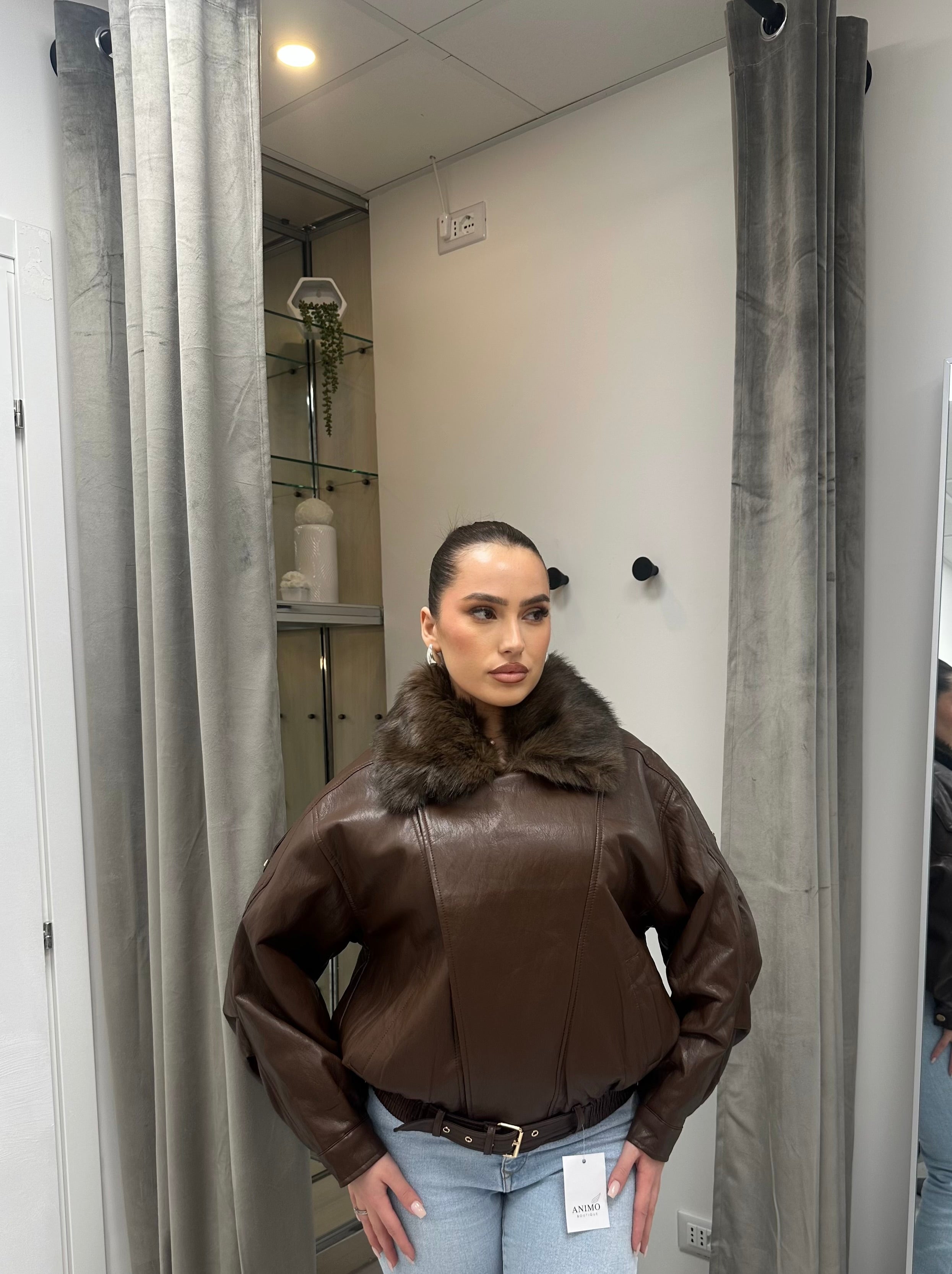 GIACCA CON PELO BROWN